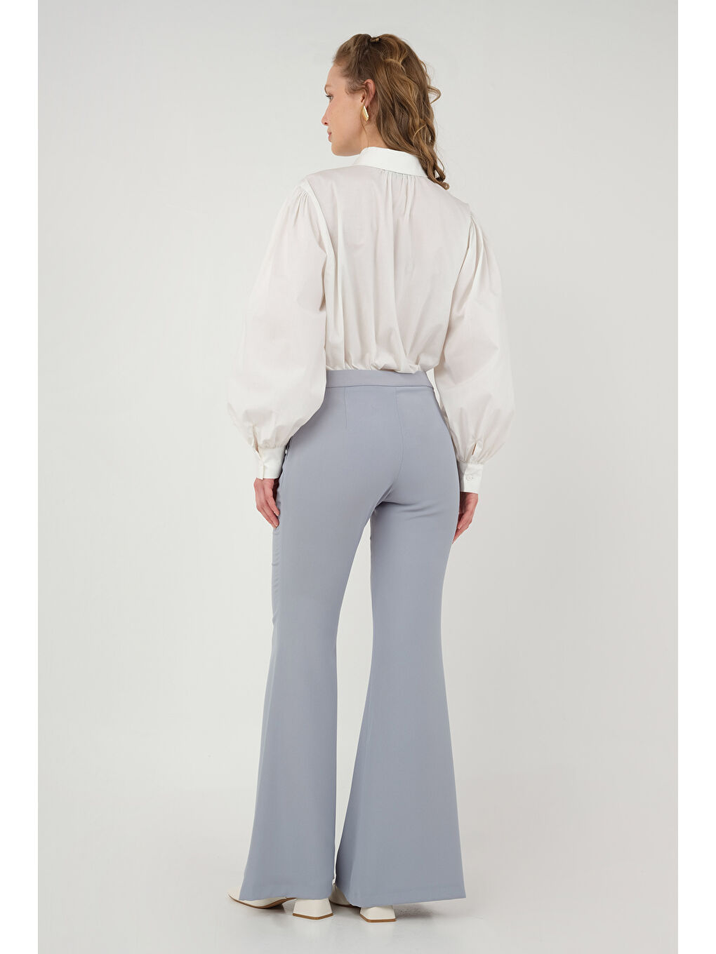 İspanyol Paça Pantolon Gri-2