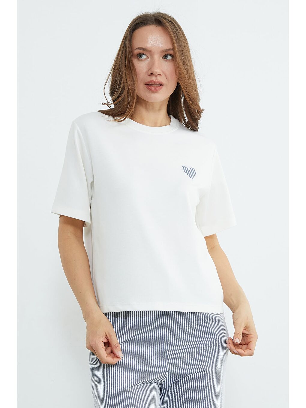 Lacivert Çizgili Bisiklet Yaka Cepli 2 Li Takım-4