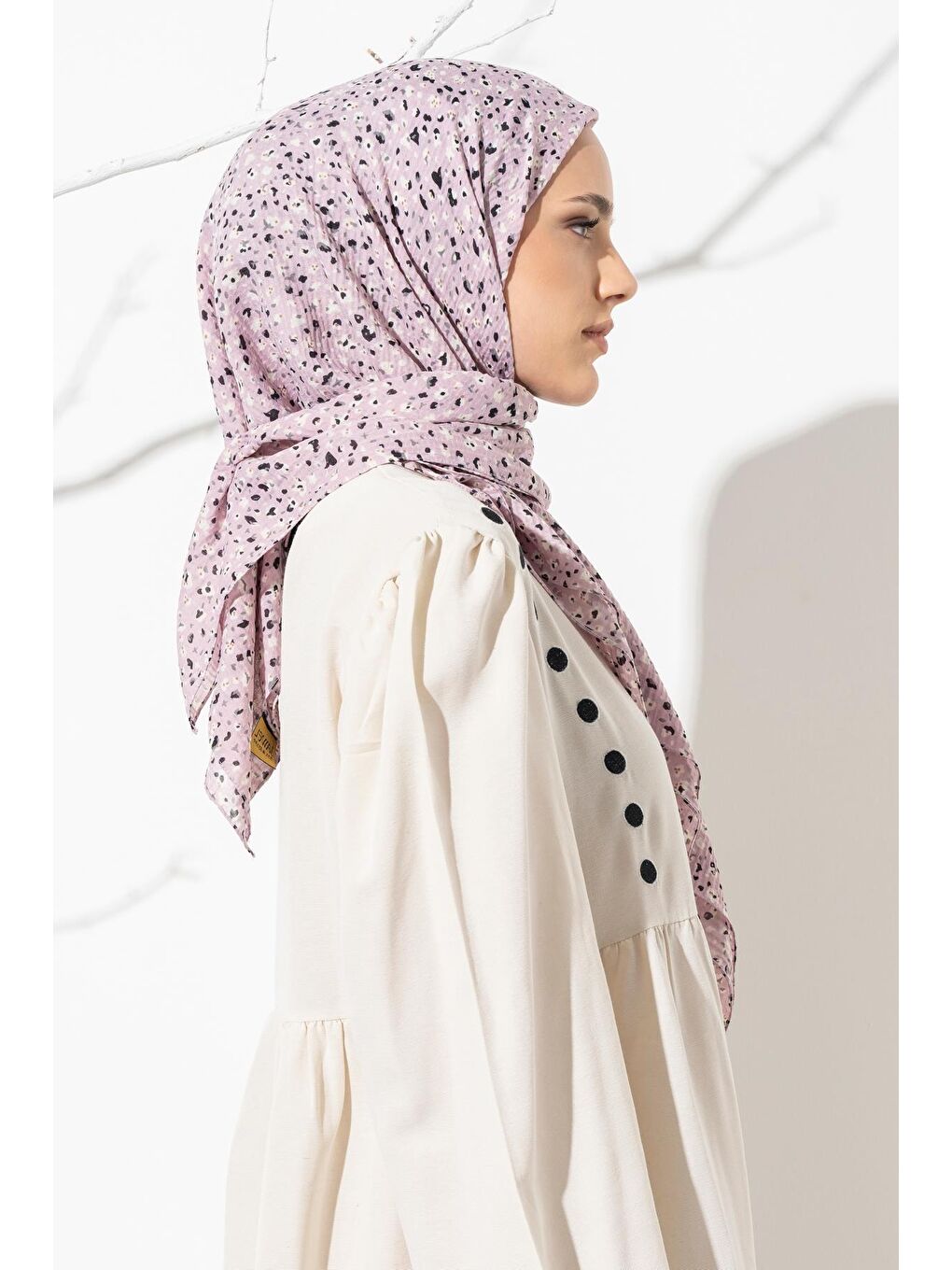 Lila Kadın Tesettür Kırışmaz Bürümcük Eşarp-4