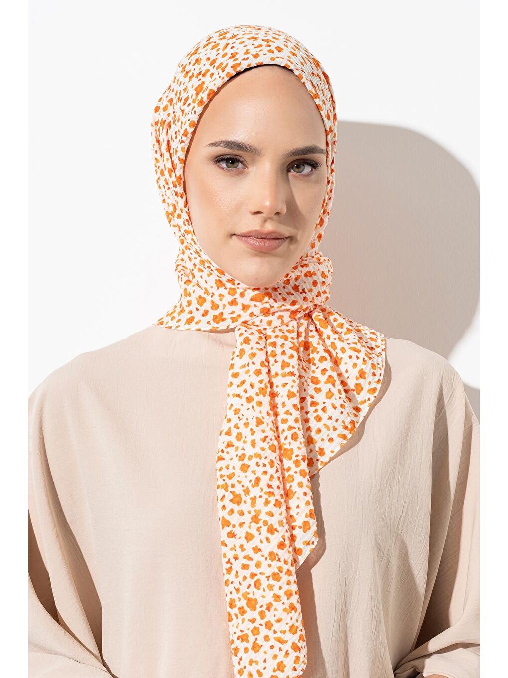 Turuncu Kadın Tesettür Kırışmaz Bürümcük Eşarp