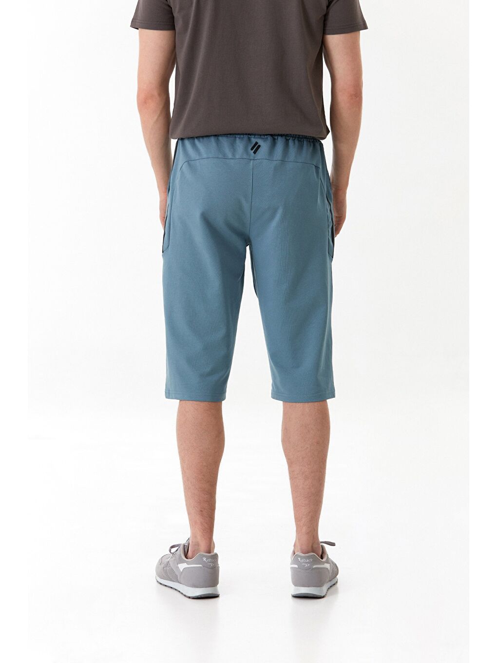 Mavi Beli Bağcıklı Çift Cepli Şort-3