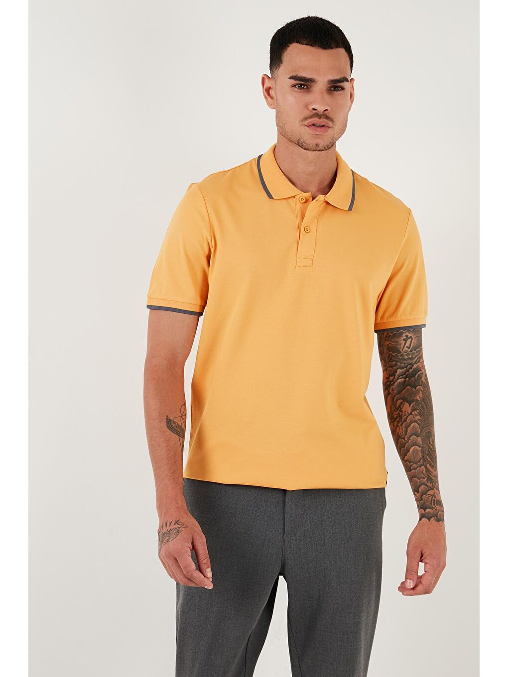 Buratti Hardal Sarı Pamuklu Regular Fit Polo Yaka T Shirt 5902063 - 1