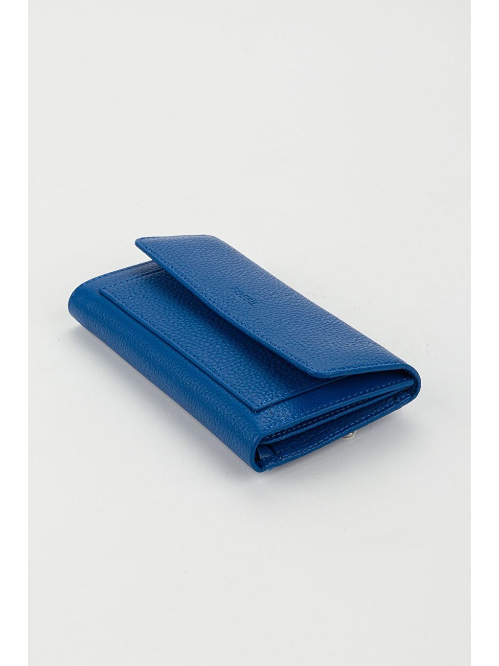 Kutulu Hakiki Deri Mavi Orta Boy Çok Gözlü Kadın El Portföyü Kartlık Cüzdan