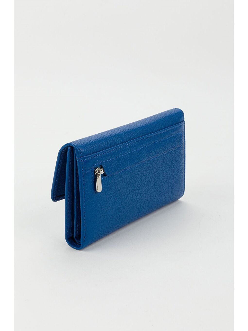 Kutulu Hakiki Deri Mavi Orta Boy Çok Gözlü Kadın El Portföyü Kartlık Cüzdan-1