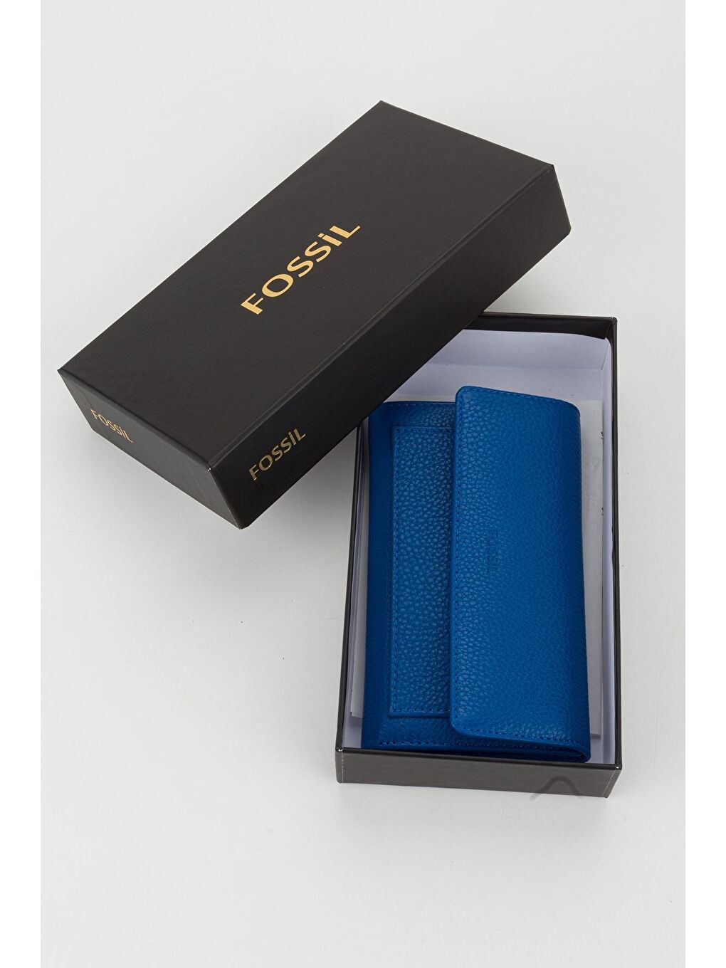 Kutulu Hakiki Deri Mavi Orta Boy Çok Gözlü Kadın El Portföyü Kartlık Cüzdan-5