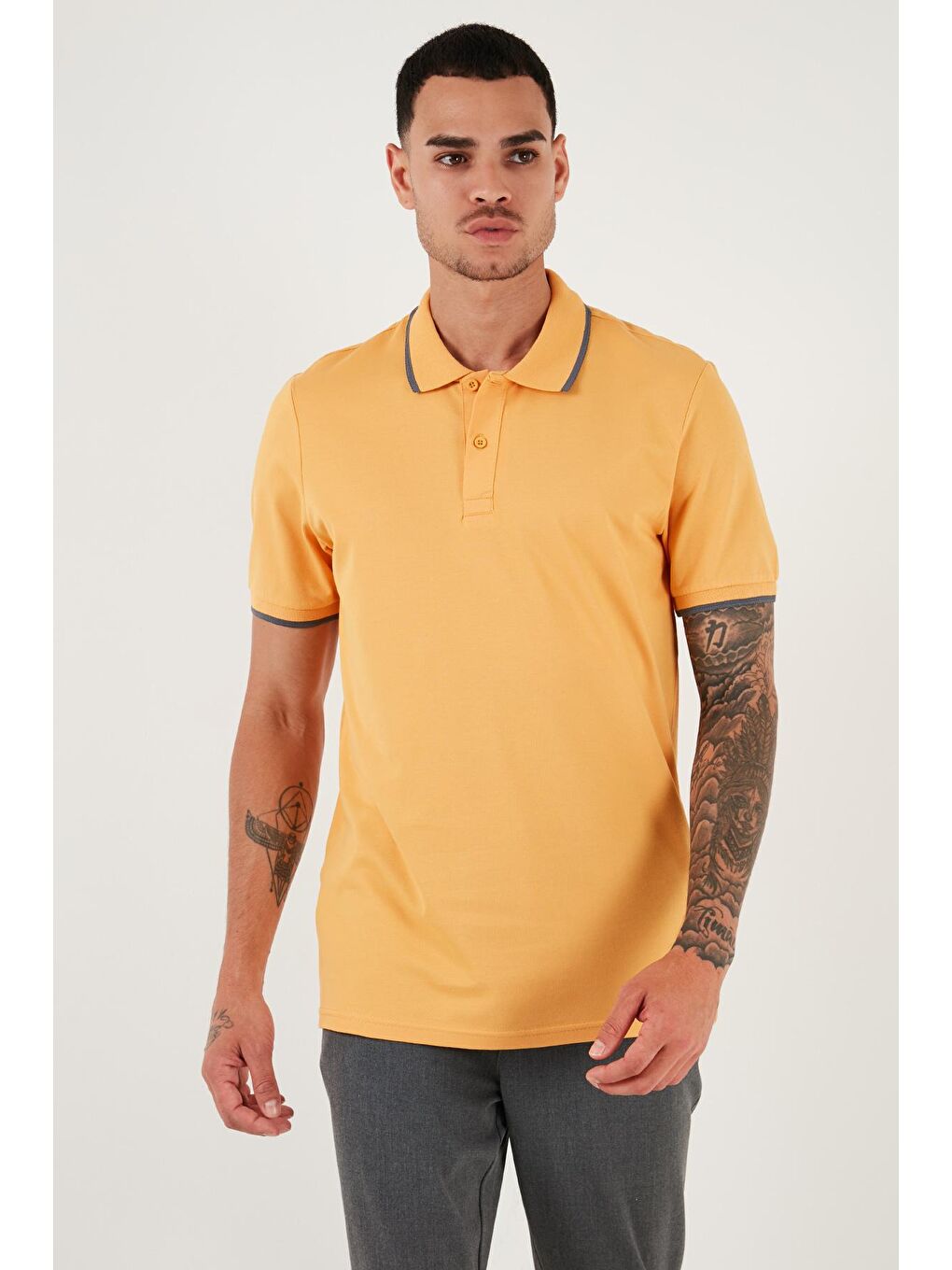 Buratti Hardal Sarı Pamuklu Regular Fit Polo Yaka T Shirt 5902063 - 3