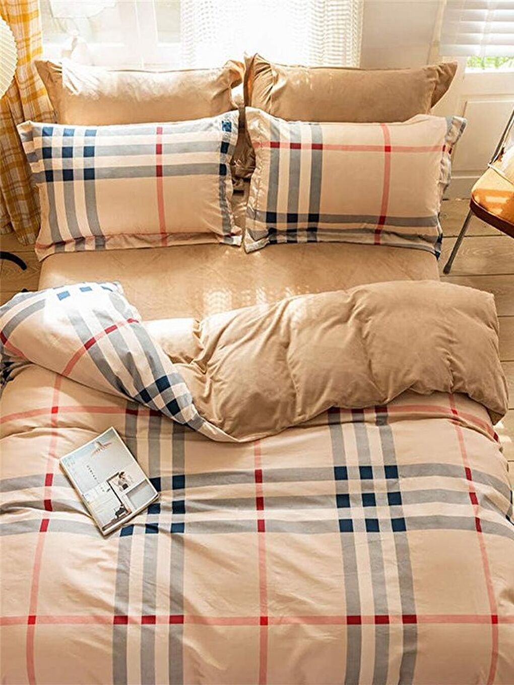 Bej Beige Nevresim Takımı %100 Pamuk Çarşafı Lastikli