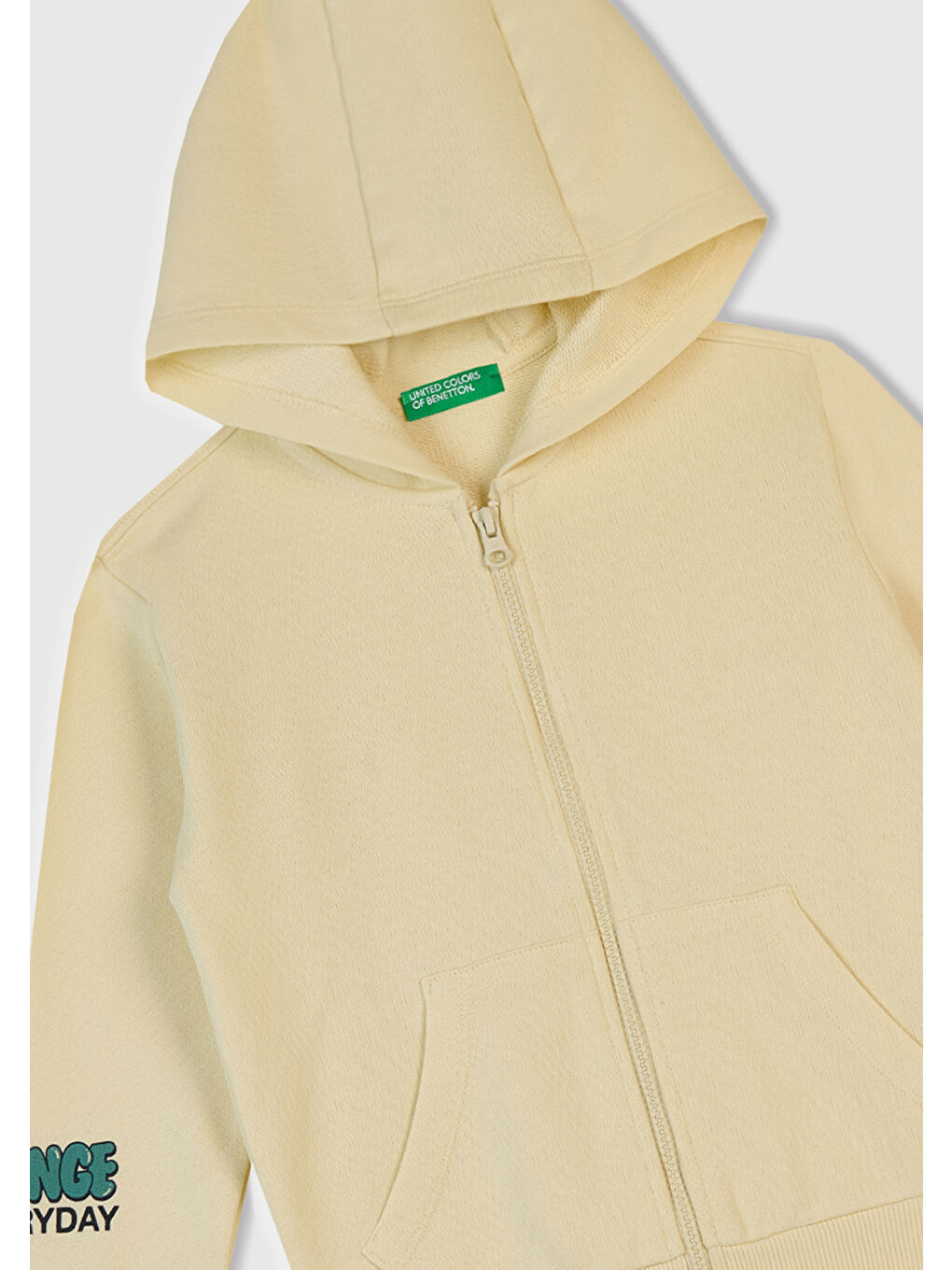 Ekru Erkek Çocuk Krem Baskılı Fermuarlı Kapüşonlu Relaxed Fit Sweatshirt-1