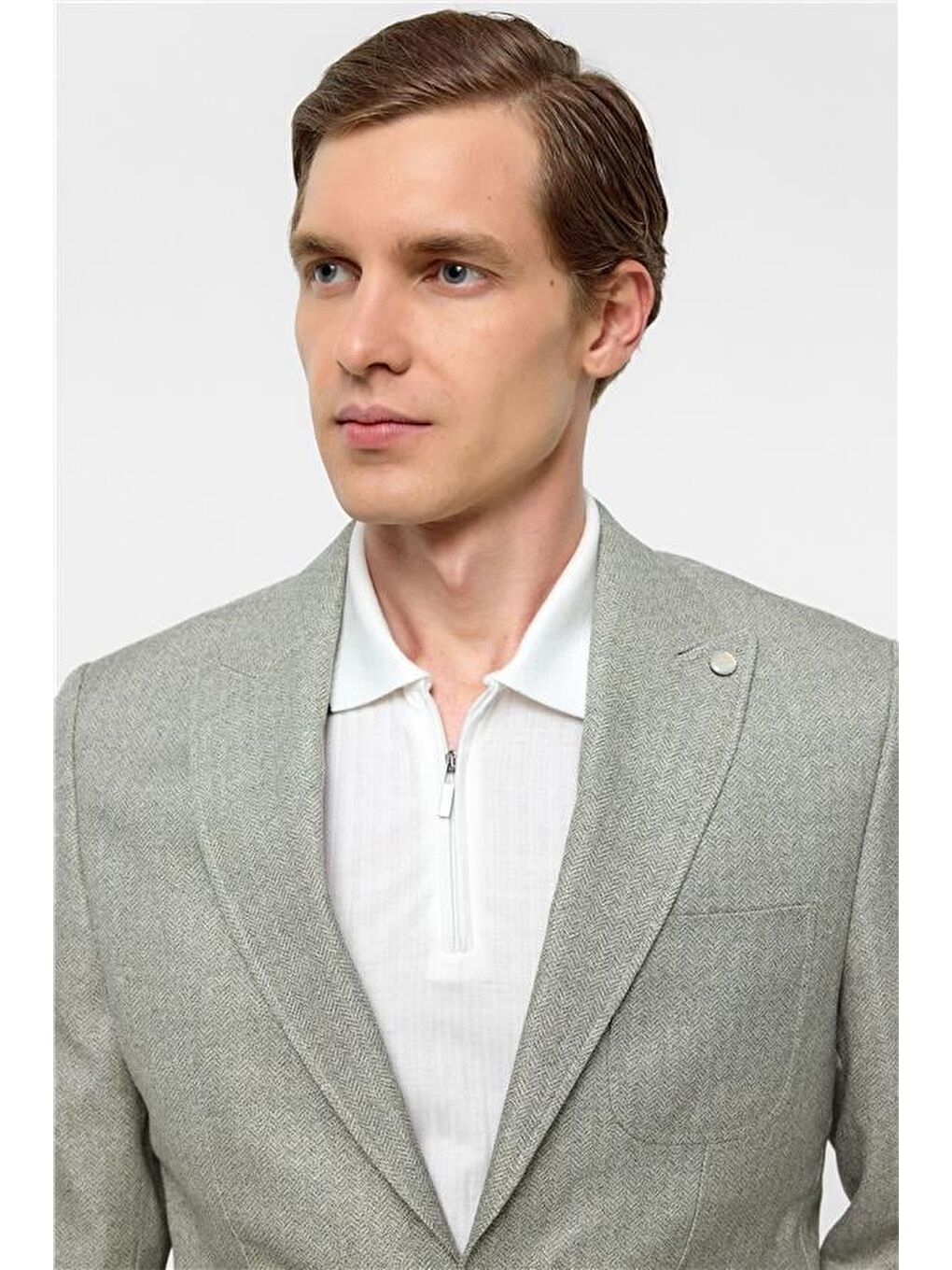 Turkuaz Su Yeşili Slim Desenli Sivri Yaka 6 Drop Ceket-3