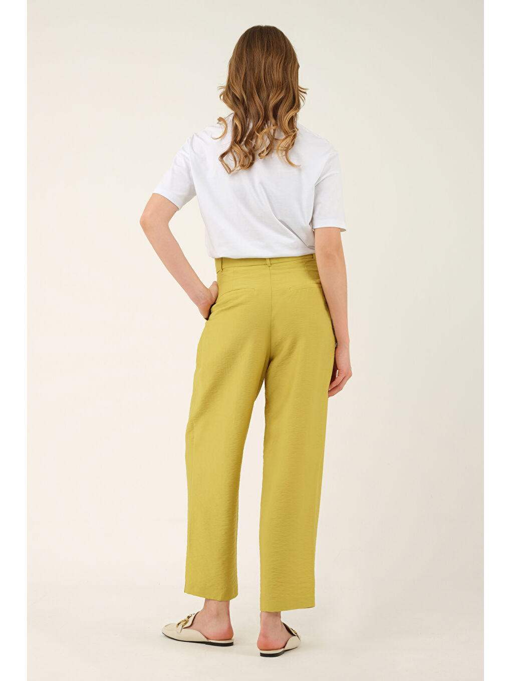 Beli Pileli Pantolon Asit Yeşili-1