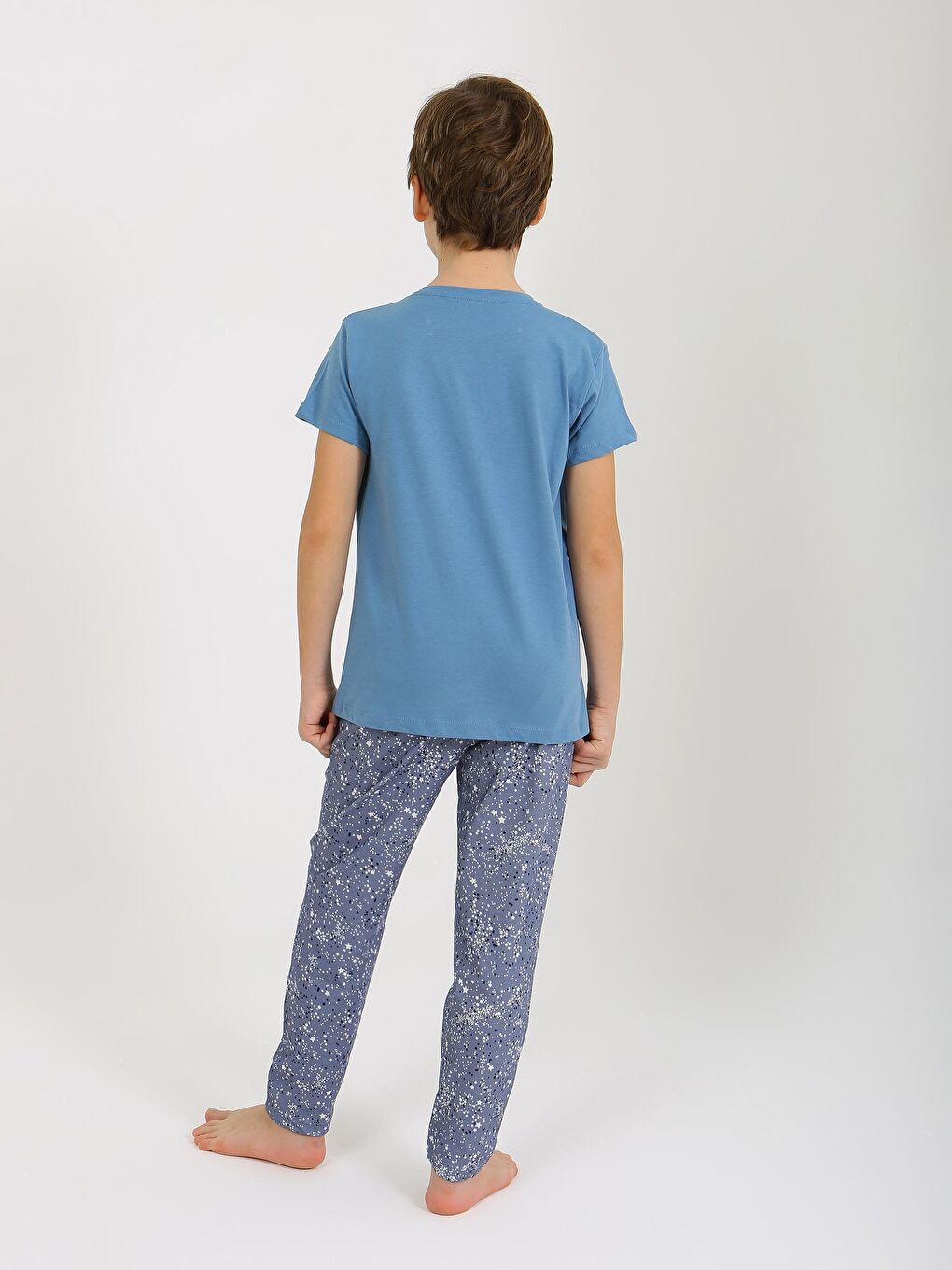 Mavi Erkek Çocuk Kısa Kollu %100 Pamuklu Pijama Takımı Go Space-3