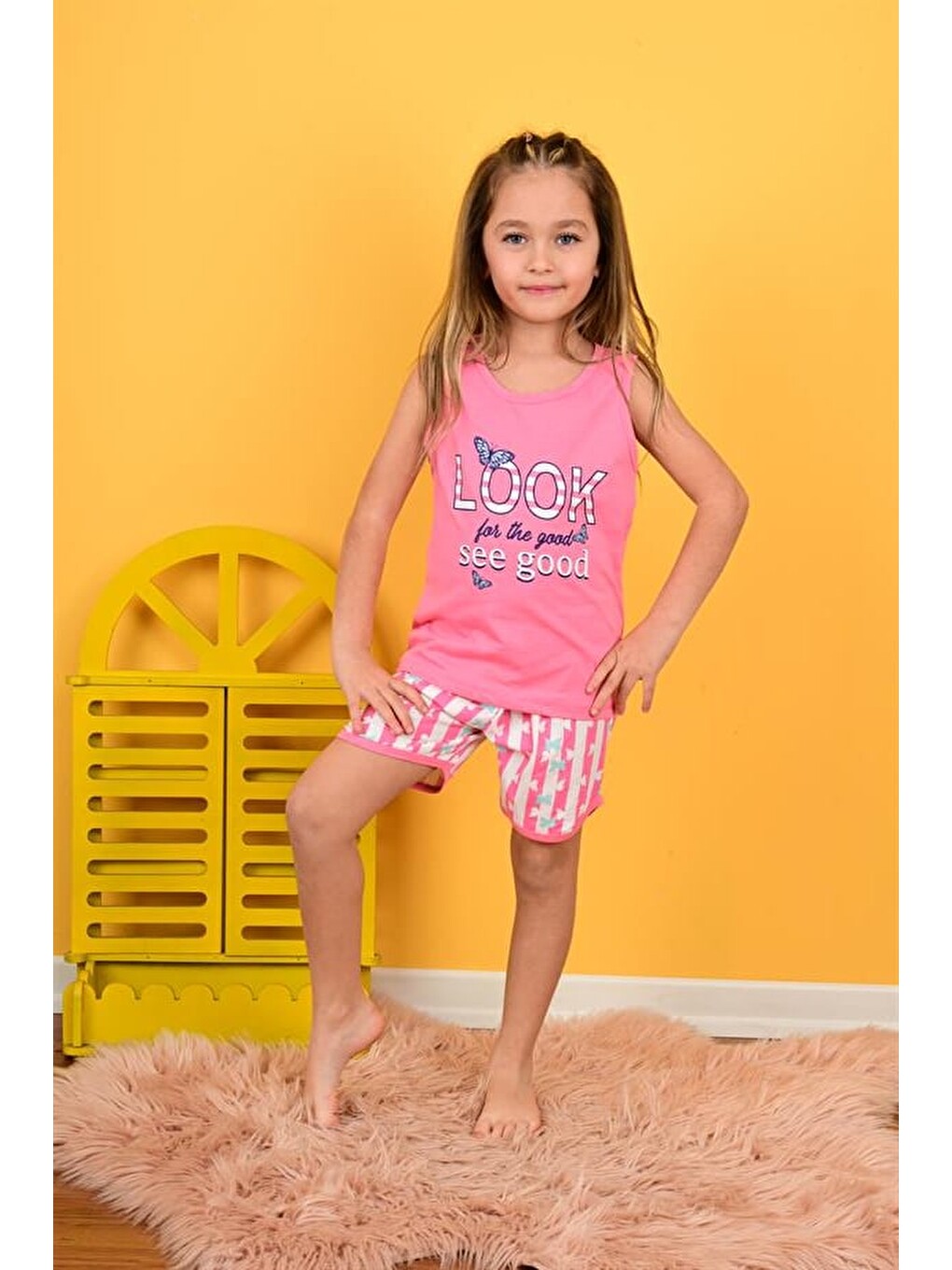 Kız Çocuk Askılı Pijama Takımı Look See Good Pembe-1