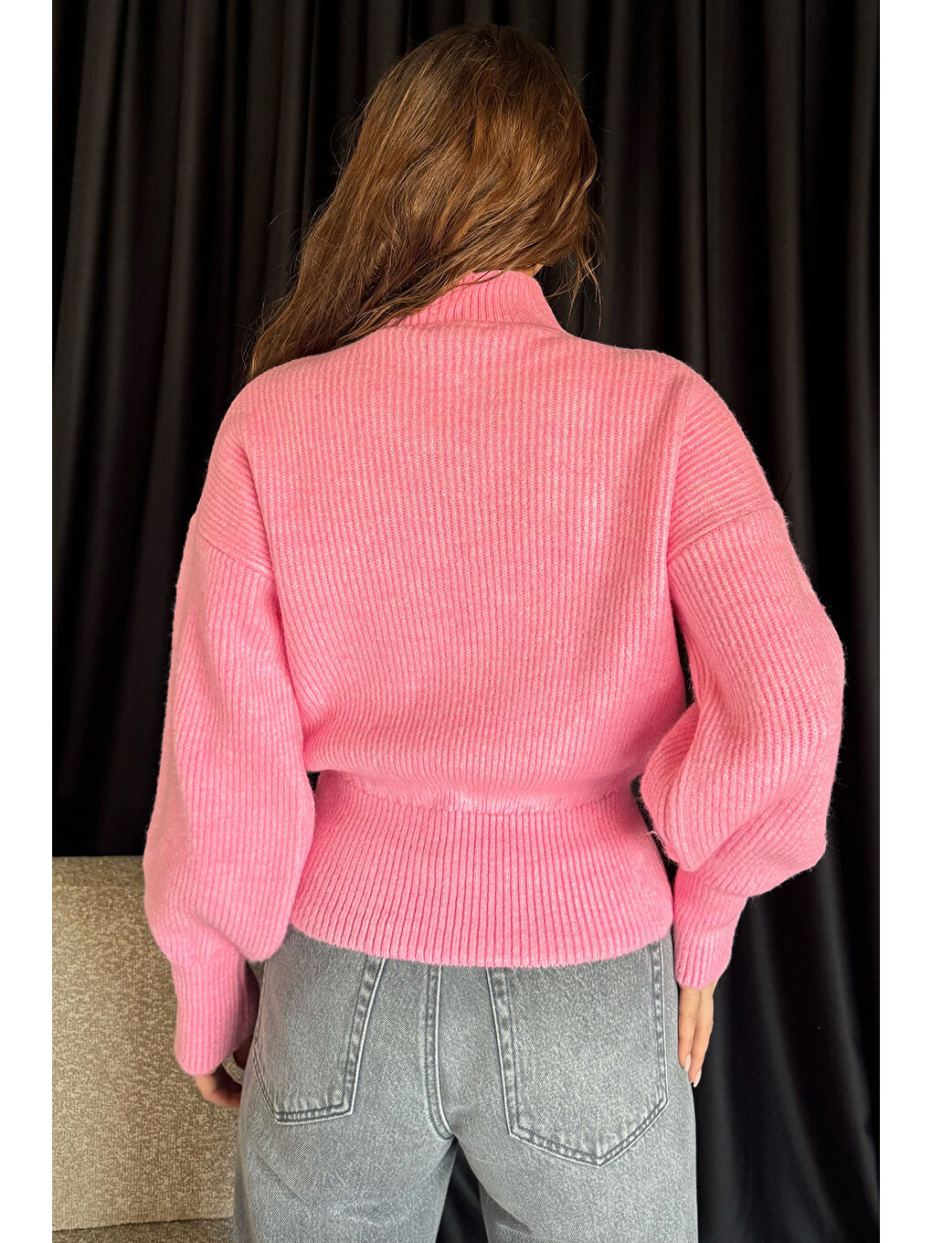 Pembe Kadın İncili Taşl Detaylı Triko Kazak-3