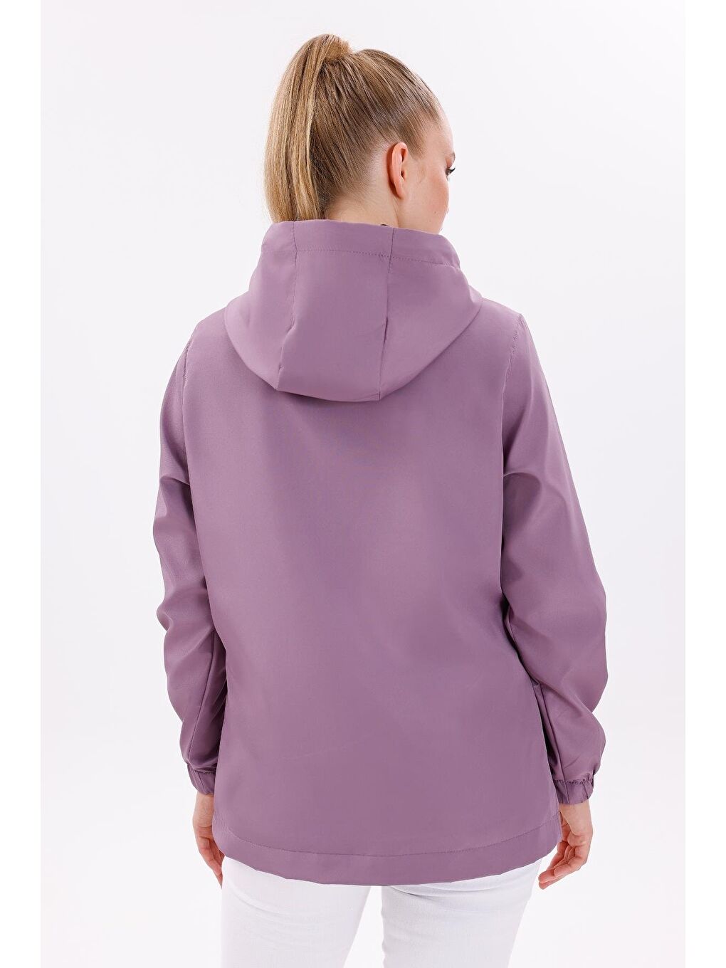 Mürdüm Kadın Su Geçirmez Ve Rüzgara Dayanıklı Astarlı Kapüşonlu Yağmurluk - Rüzgarlık-6