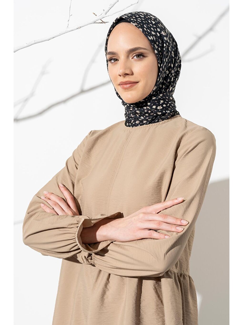 Siyah Kadın Tesettür Kırışmaz Bürümcük Eşarp-3