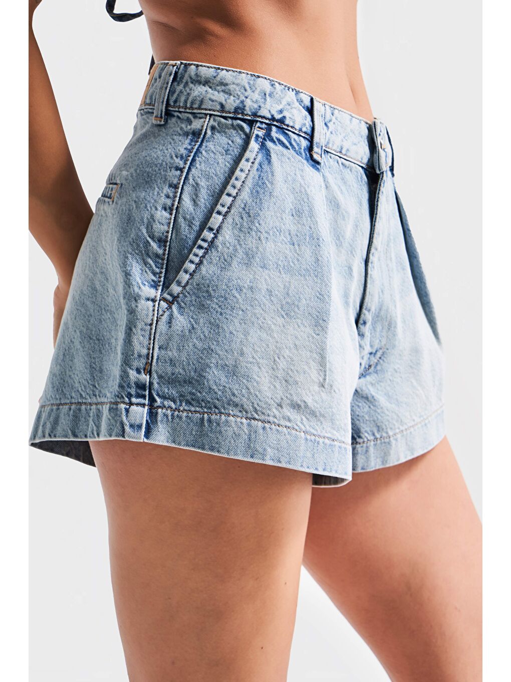 Mavi Kadın 4s5 67 Mini Boy Pileli  100 Pamuk Denim Şort-1