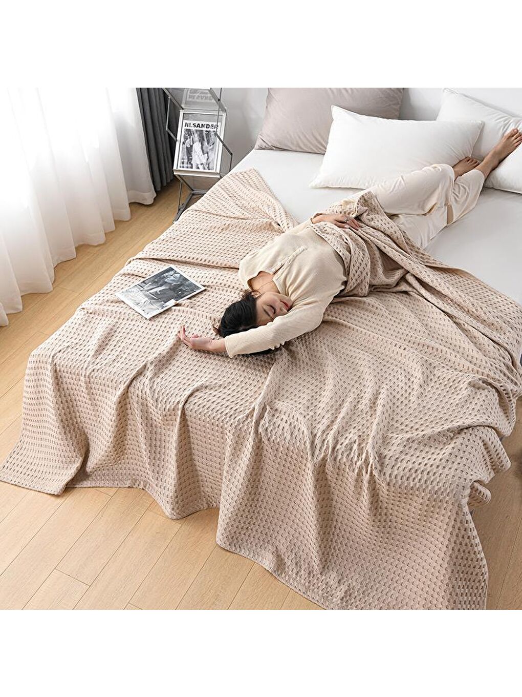 Kahverengi Havuzlu Pike Pamuklu Çift Kişilik 220x240 cm-2