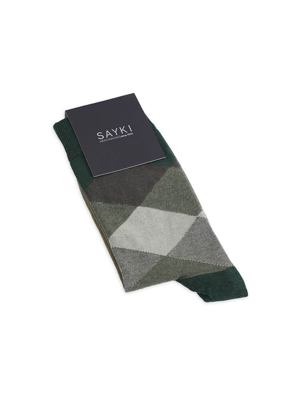 Yeşil Desenli Pamuklu Çorap