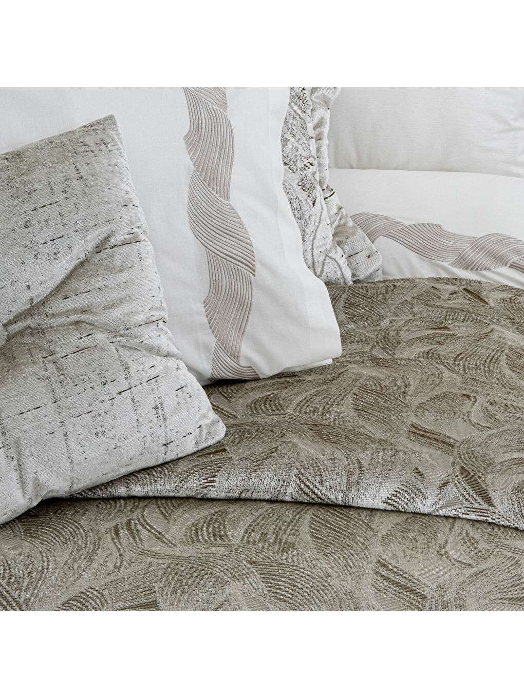 Ekru Home Leaf Çeyiz Seti 11 Parça-Krem-2