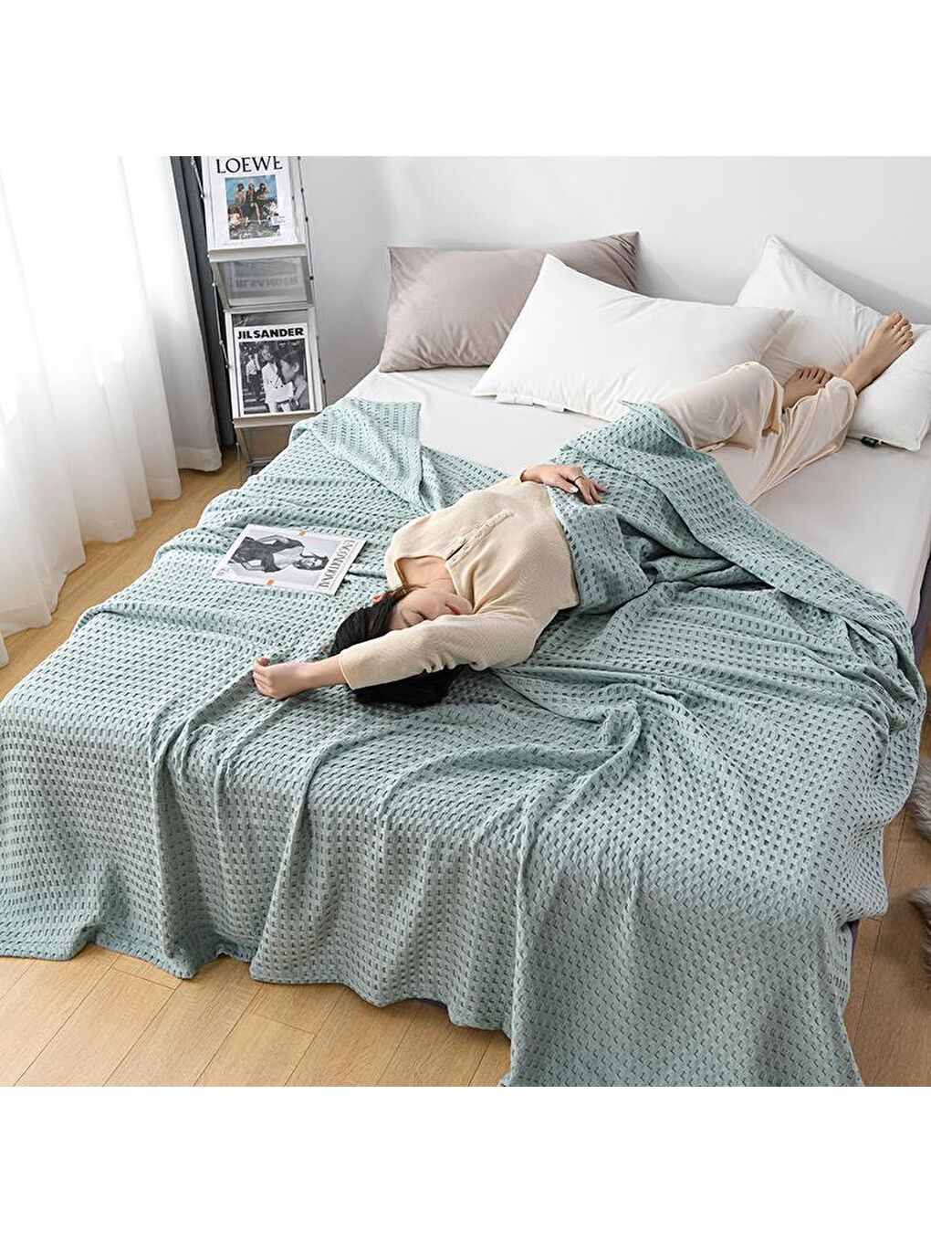 Yeşil Havuzlu Pike Pamuklu Çift Kişilik 220x240 cm-1