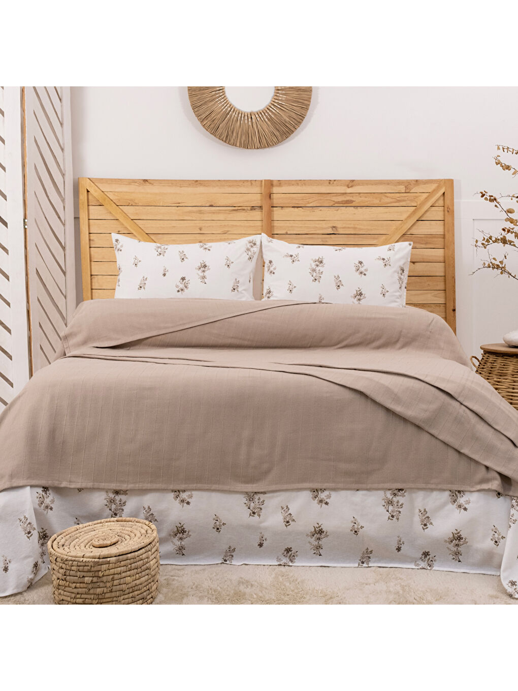 Home Hera Çift Kişilik Pike Takımı 4 Parça-Bej