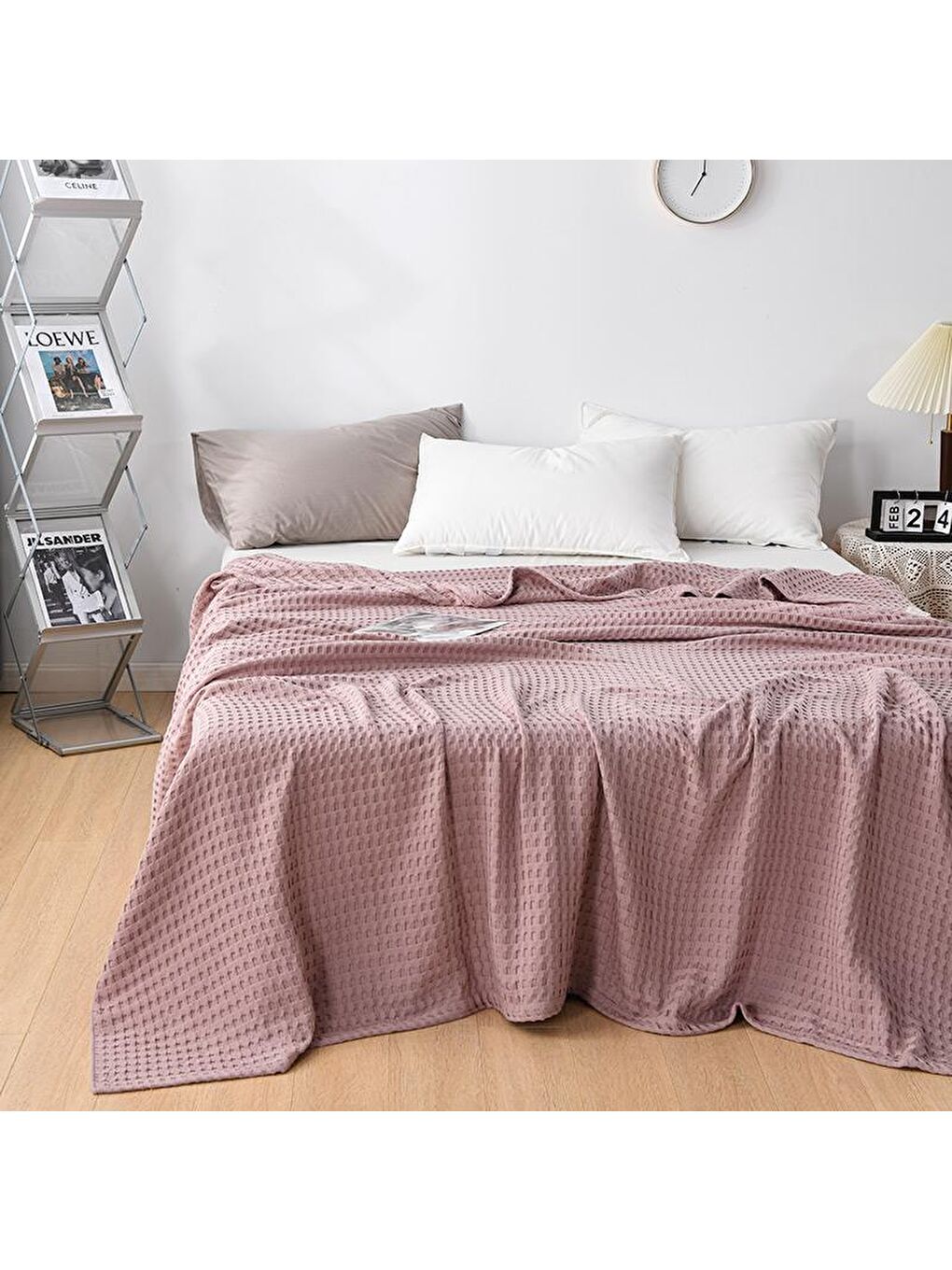 Pembe Havuzlu Pike Pamuklu Çift Kişilik 220x240 cm-1
