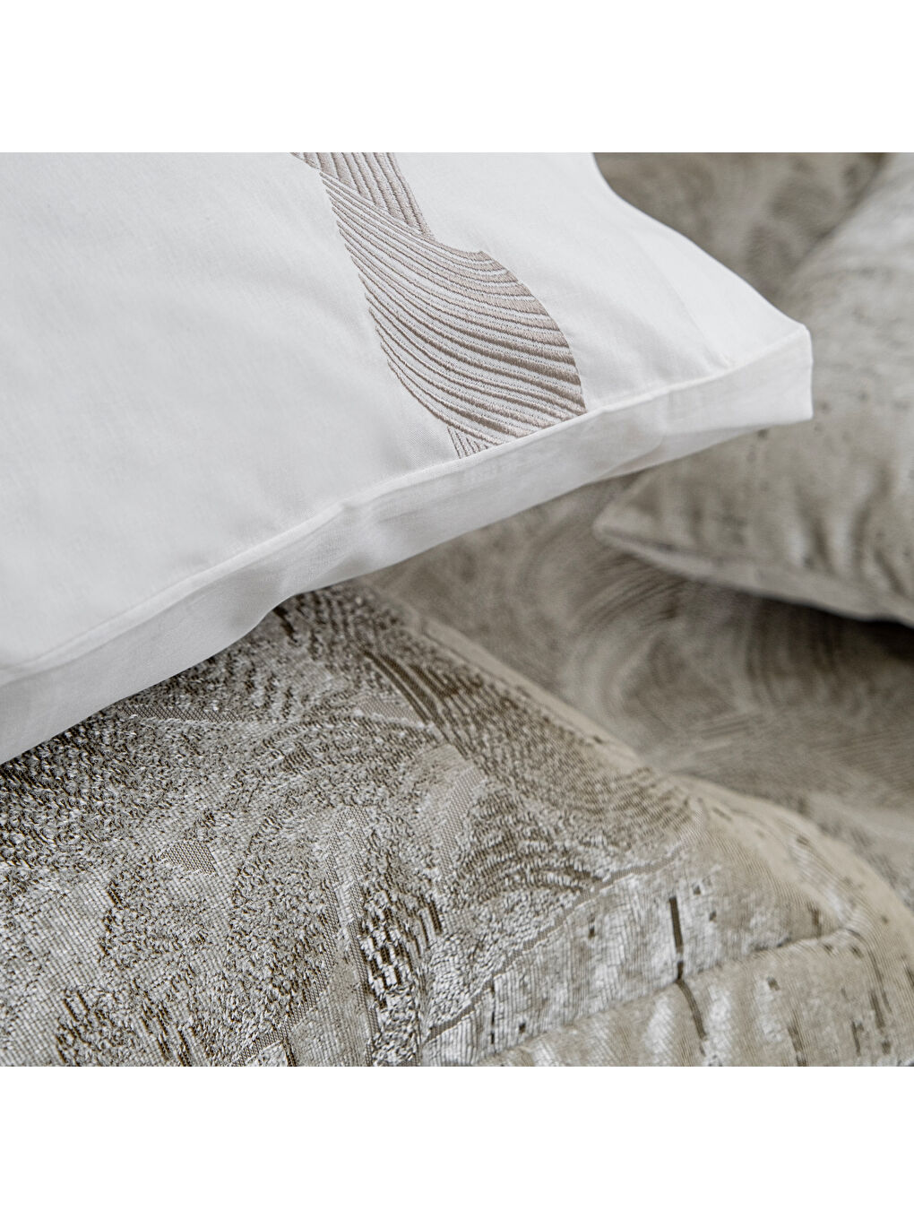 Ekru Home Leaf Çeyiz Seti 11 Parça-Krem-3