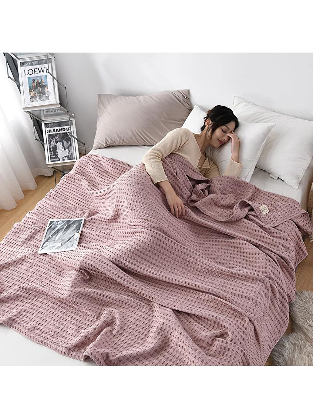 Pembe Havuzlu Pike Pamuklu Çift Kişilik 220x240 cm-4
