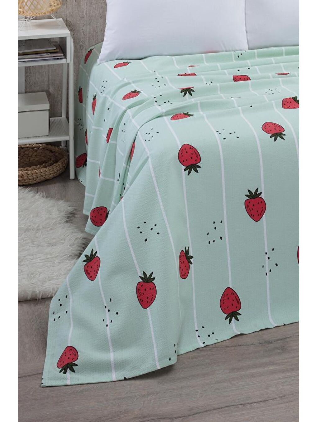 Yeşil Battal Boy Desenli Pike 240x260 cm-1