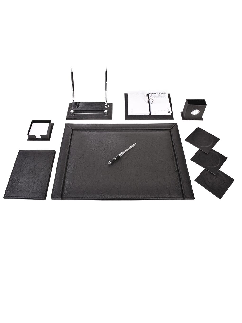 Sümen Takımı 11 Parça Napa Suni Deri Çift Kalemli Optik Siyah Kod:913