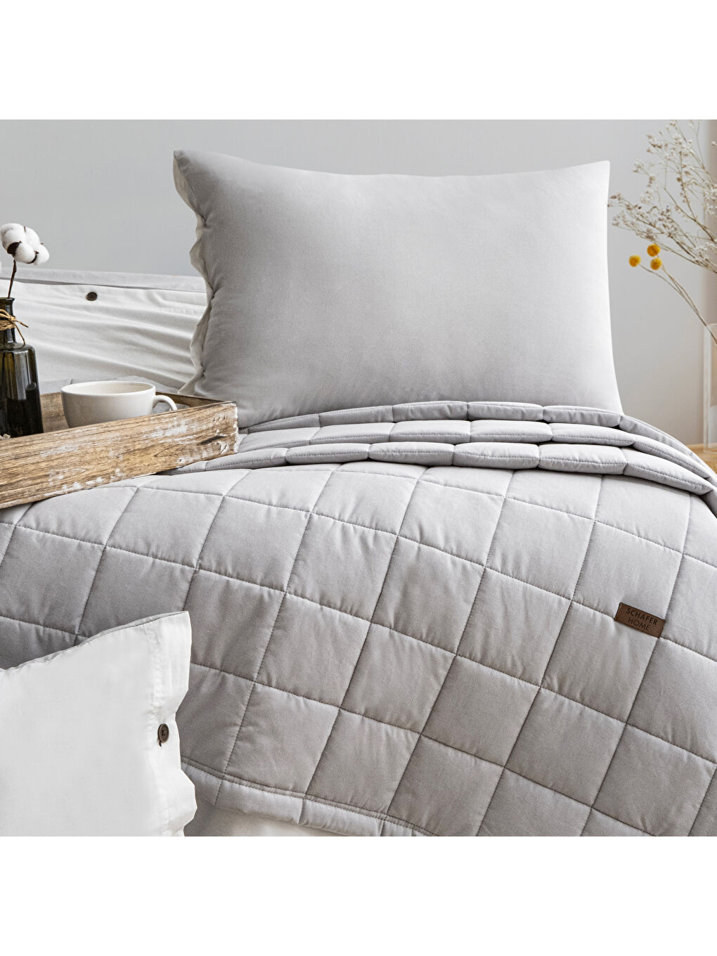 Home Soft Yatak Örtüsü Nevresim Seti 5 Parça-Gri-2