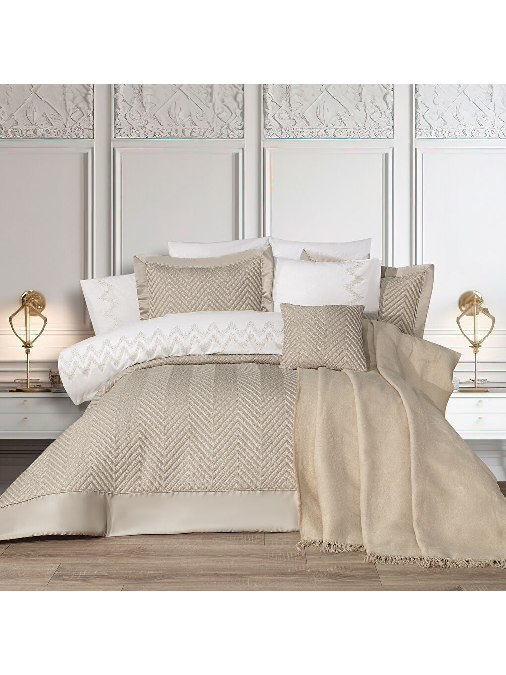 Sarı Home Venice Çeyiz Seti 11 Parça-Gold