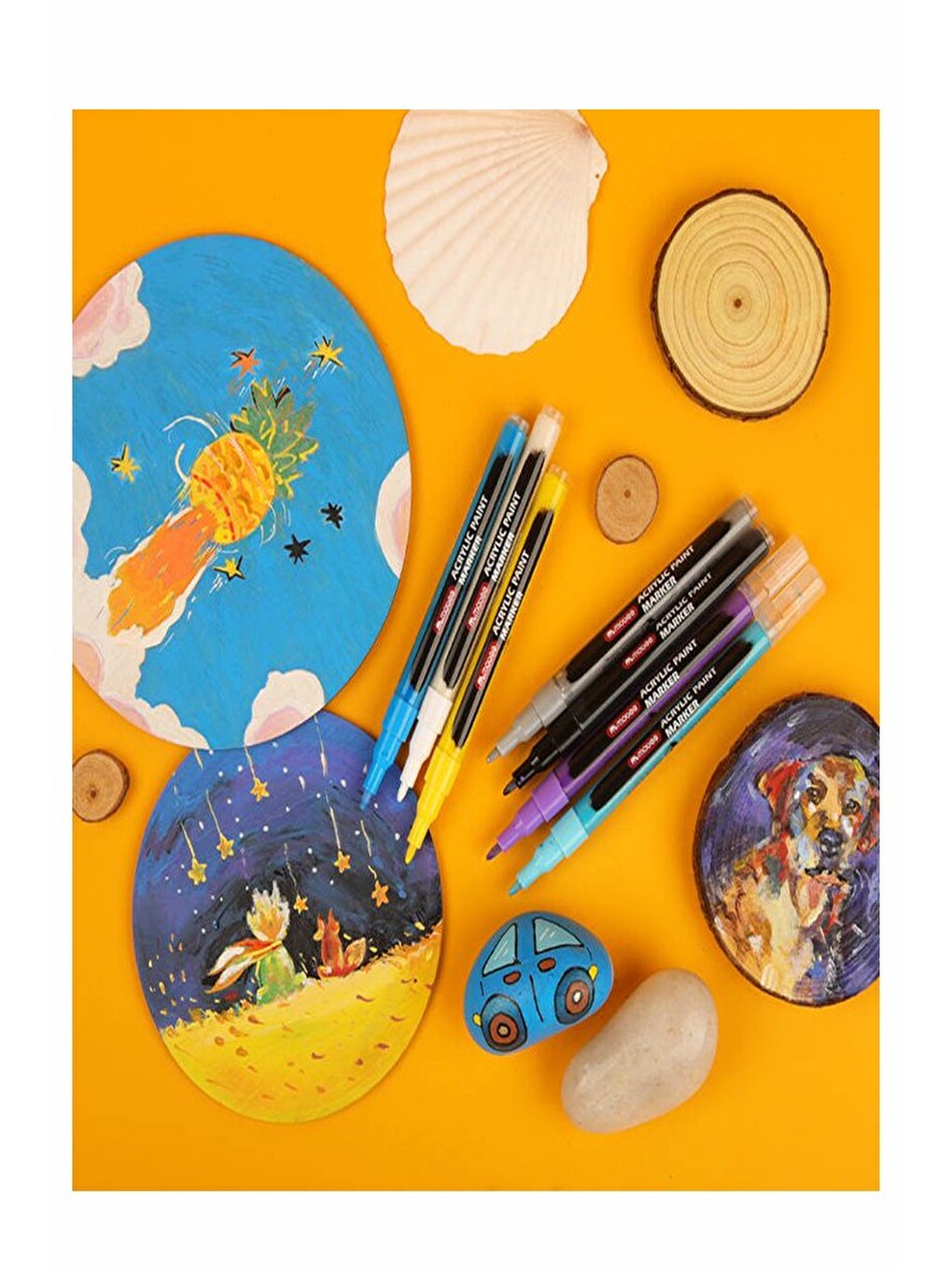 12 Renk Akrilik Markör Keçeli Kalem 1 Adet 12 Li Acrylic Paint Marker Taş Cam Metal Seramik Plastik-2