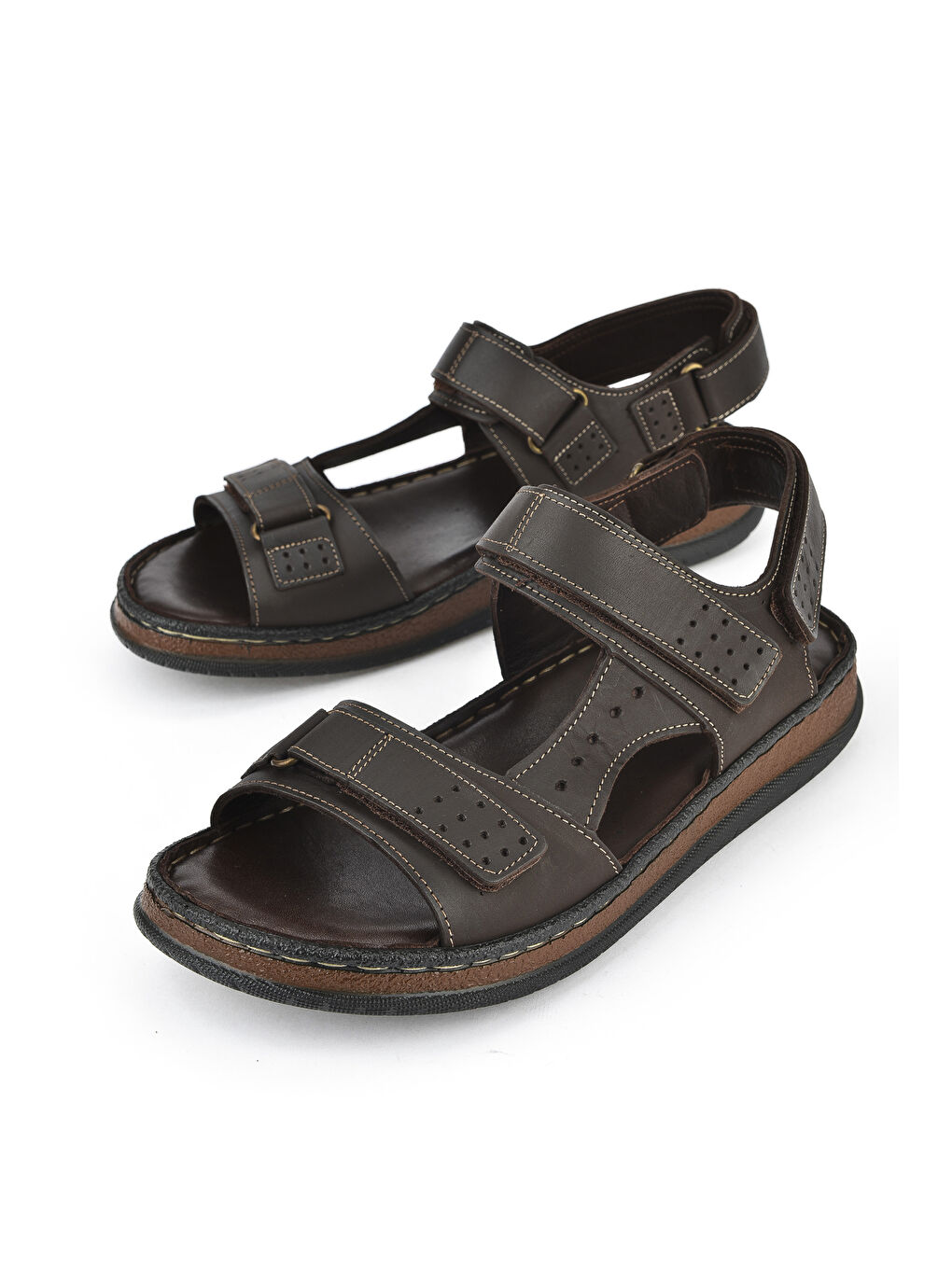 Kahverengi Erkek Hakiki Deri Sandalet 1511045ZS6 Kahve-4