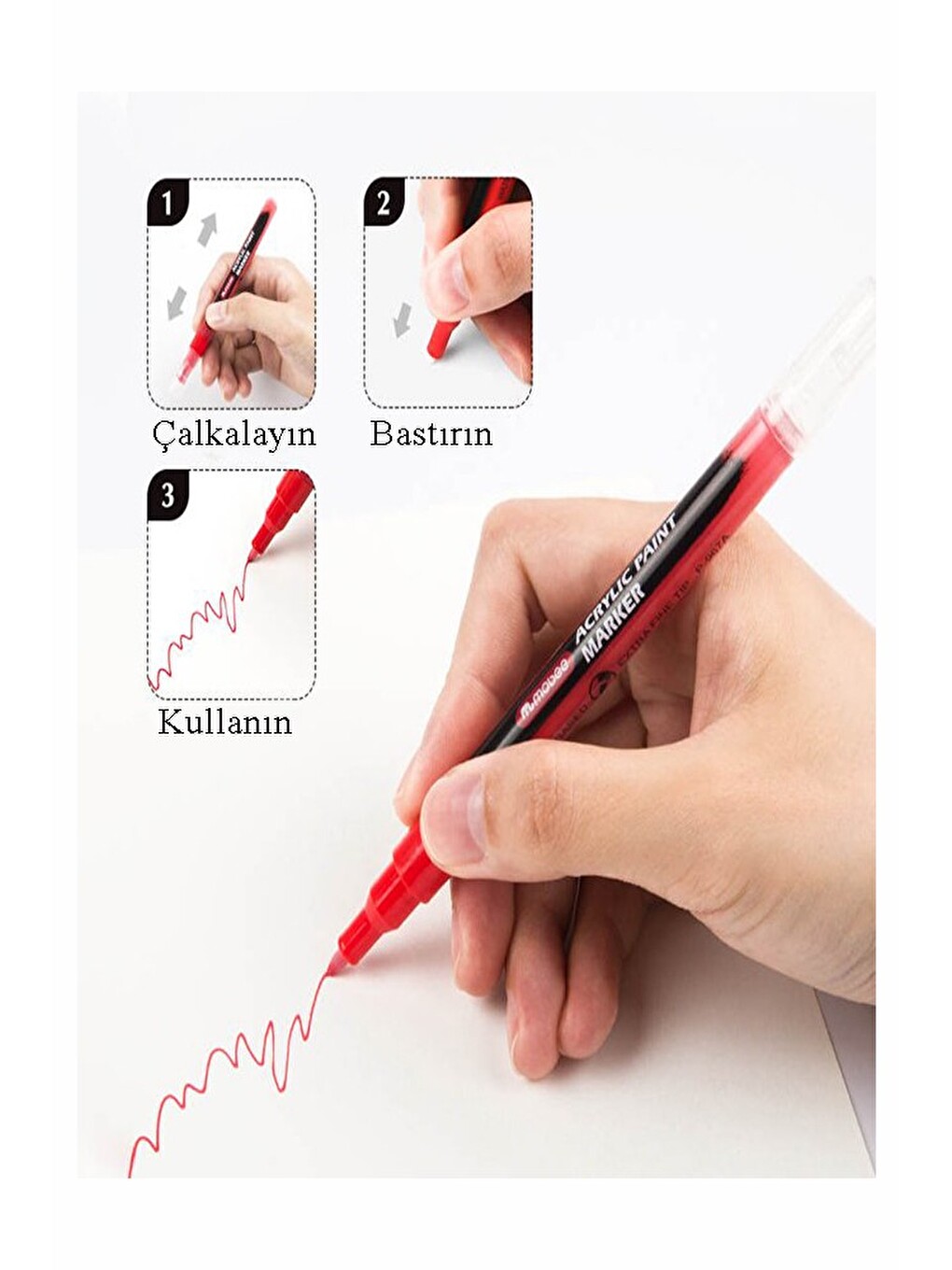 12 Renk Akrilik Markör Keçeli Kalem 1 Adet 12 Li Acrylic Paint Marker Taş Cam Metal Seramik Plastik-3