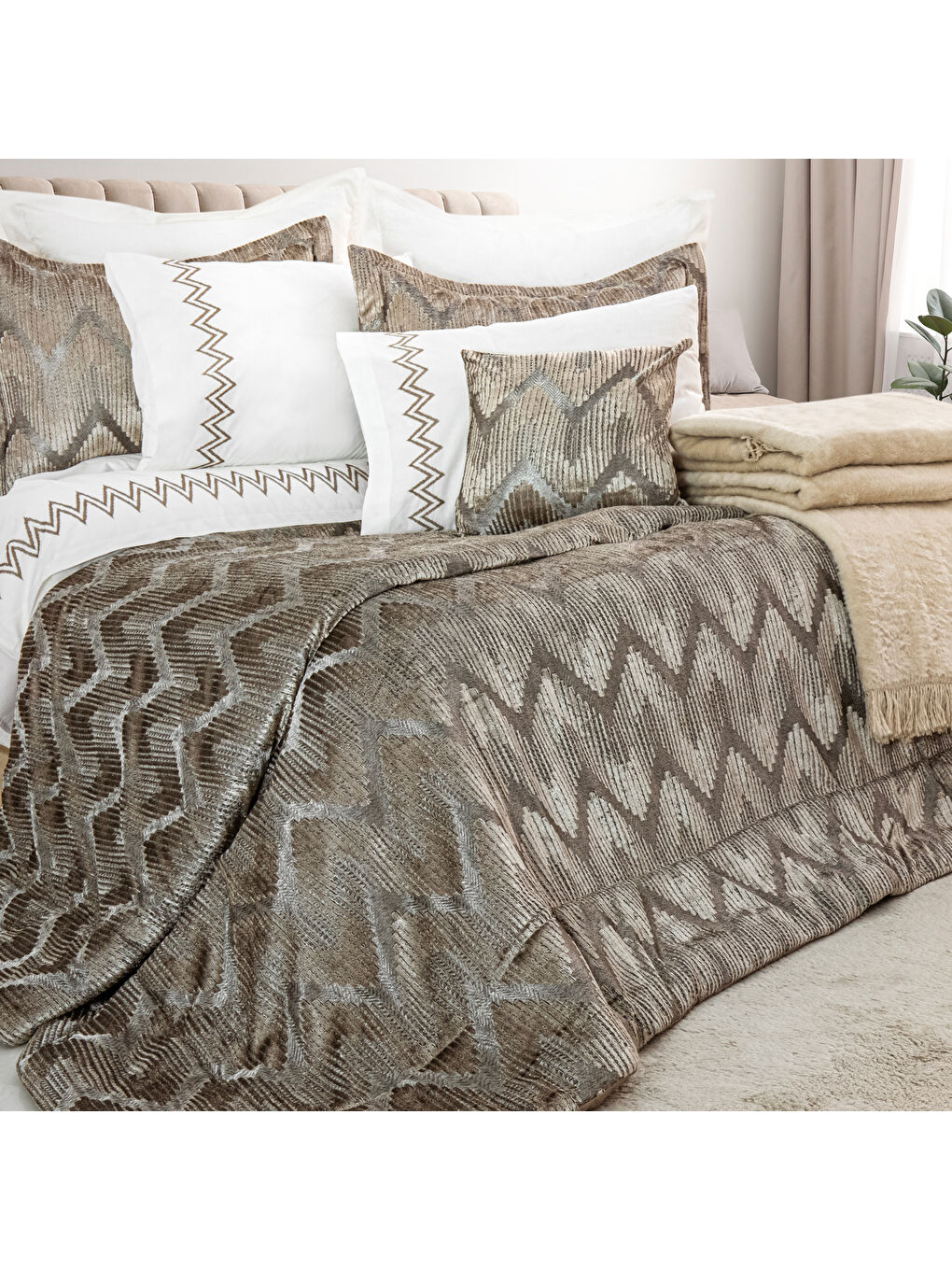 Kahverengi Bianca Çeyiz Seti 11 Parça-Cappucino-1