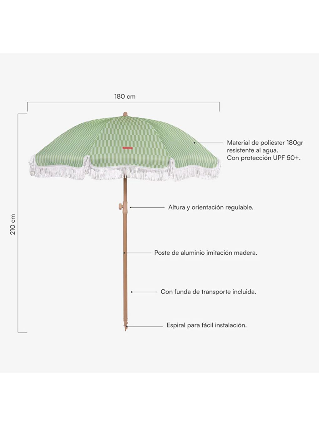 Caramel Plaj ve Bahçe Şemsiyesi Yeşil-1