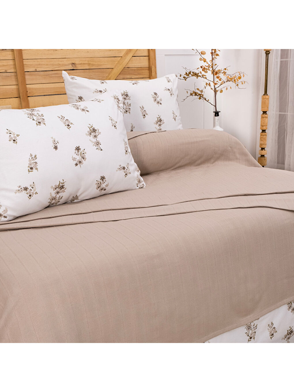 Home Hera Çift Kişilik Pike Takımı 4 Parça-Bej-2