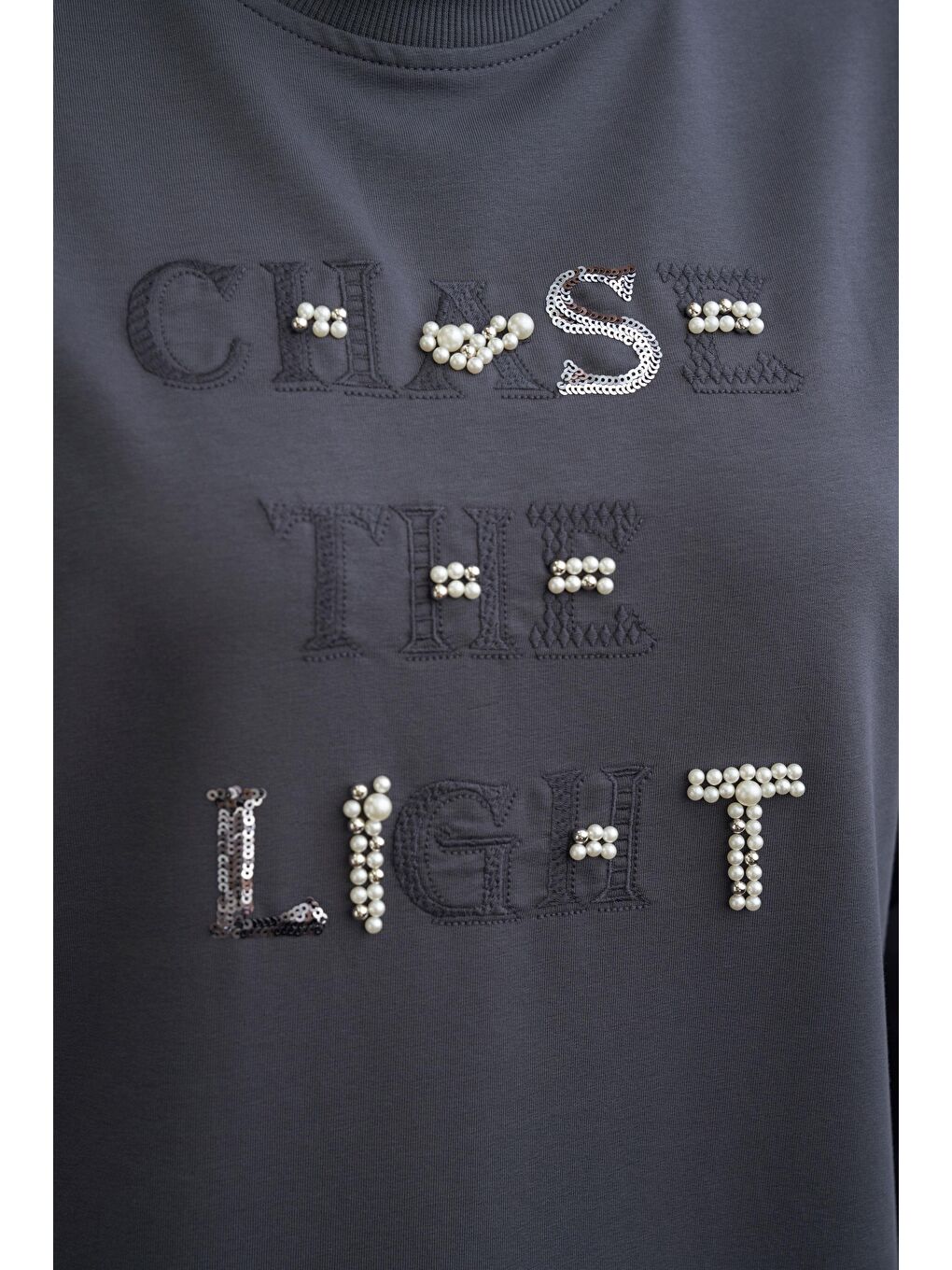 Antrasit-Nakışlı Pamuklu Tunik-4