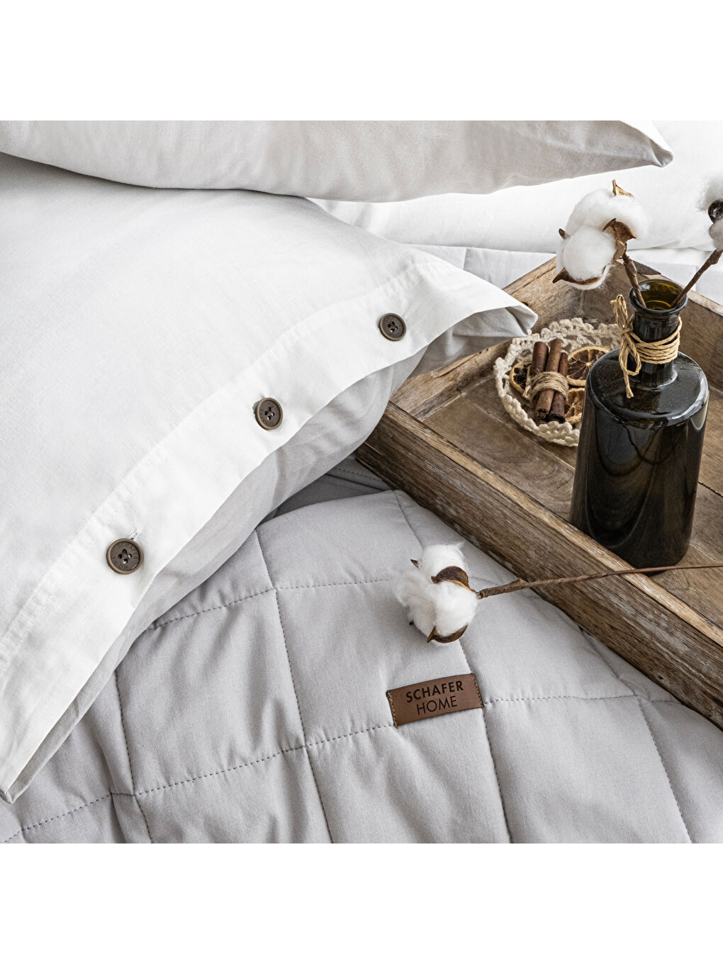 Home Soft Yatak Örtüsü Nevresim Seti 5 Parça-Gri-3