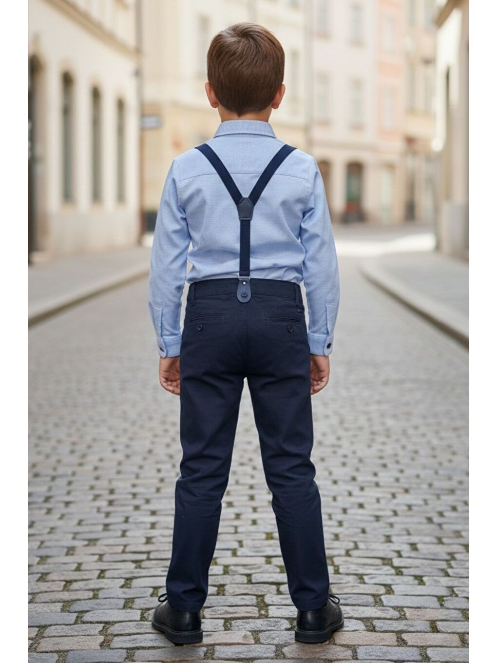 Mavi Erkek Çocuk Askılı Papyonlu İkili Takım-1
