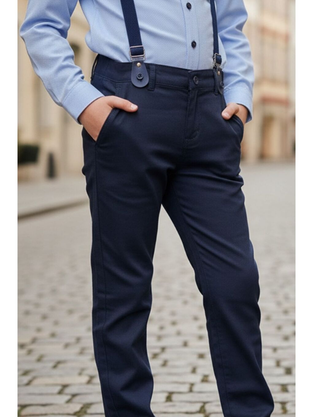 Mavi Erkek Çocuk Askılı Papyonlu İkili Takım-2