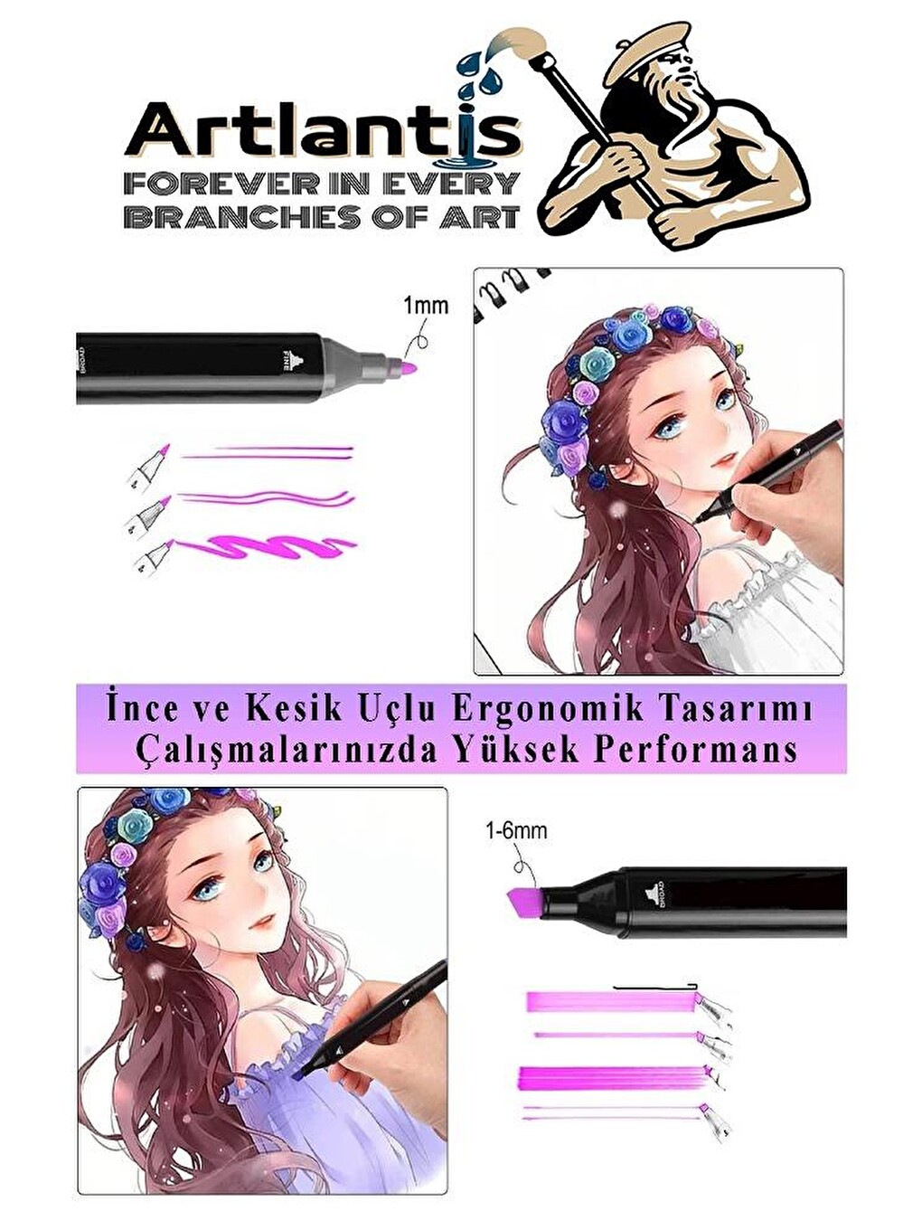 48 Adet Çift Taraflı Marker Kalem Çantalı 1 Paket 48 Renk Touch Markör Çift Uçlu Keçeli Kalem Sanat-2