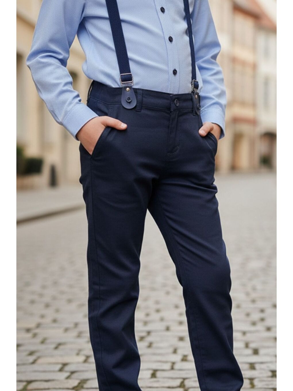 Mavi Erkek Çocuk Askılı Papyonlu İkili Takım-3