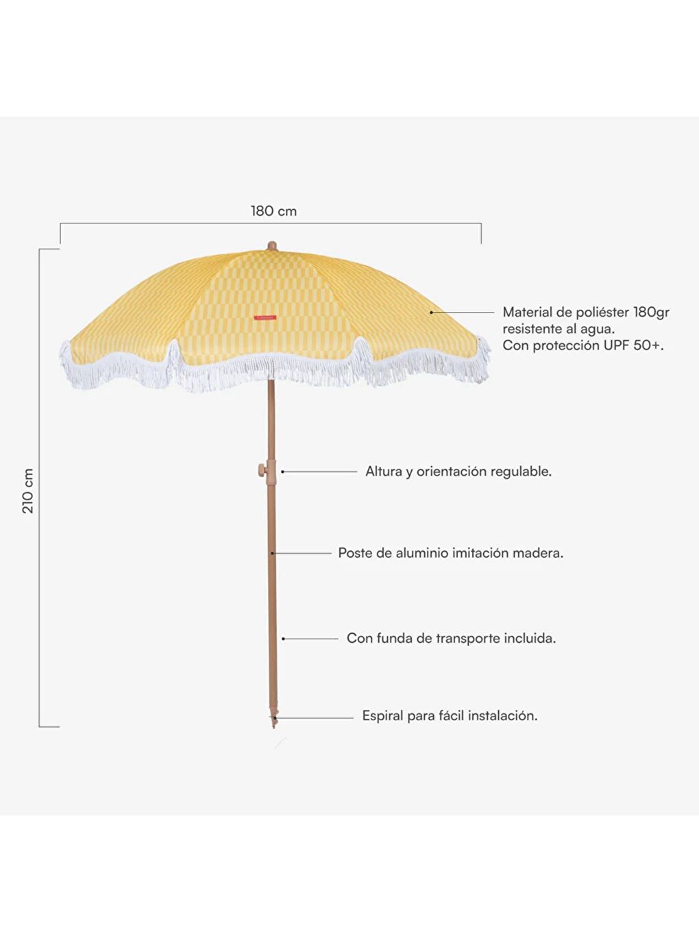 Caramel Plaj ve Bahçe Şemsiyesi Sarı-1