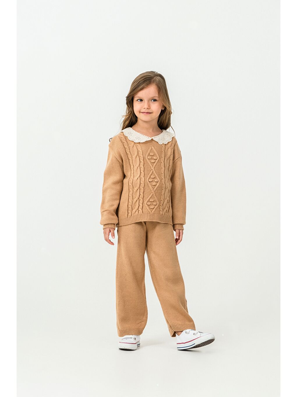 Kahverengi Kız Çocuk Triko 2'li Takım