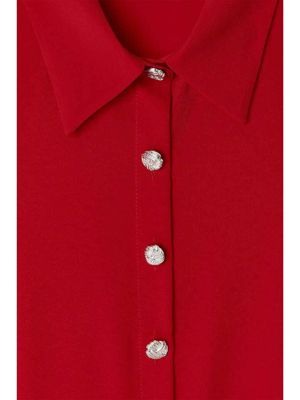 Halter Yaka Gömlek - Kırmızı-4