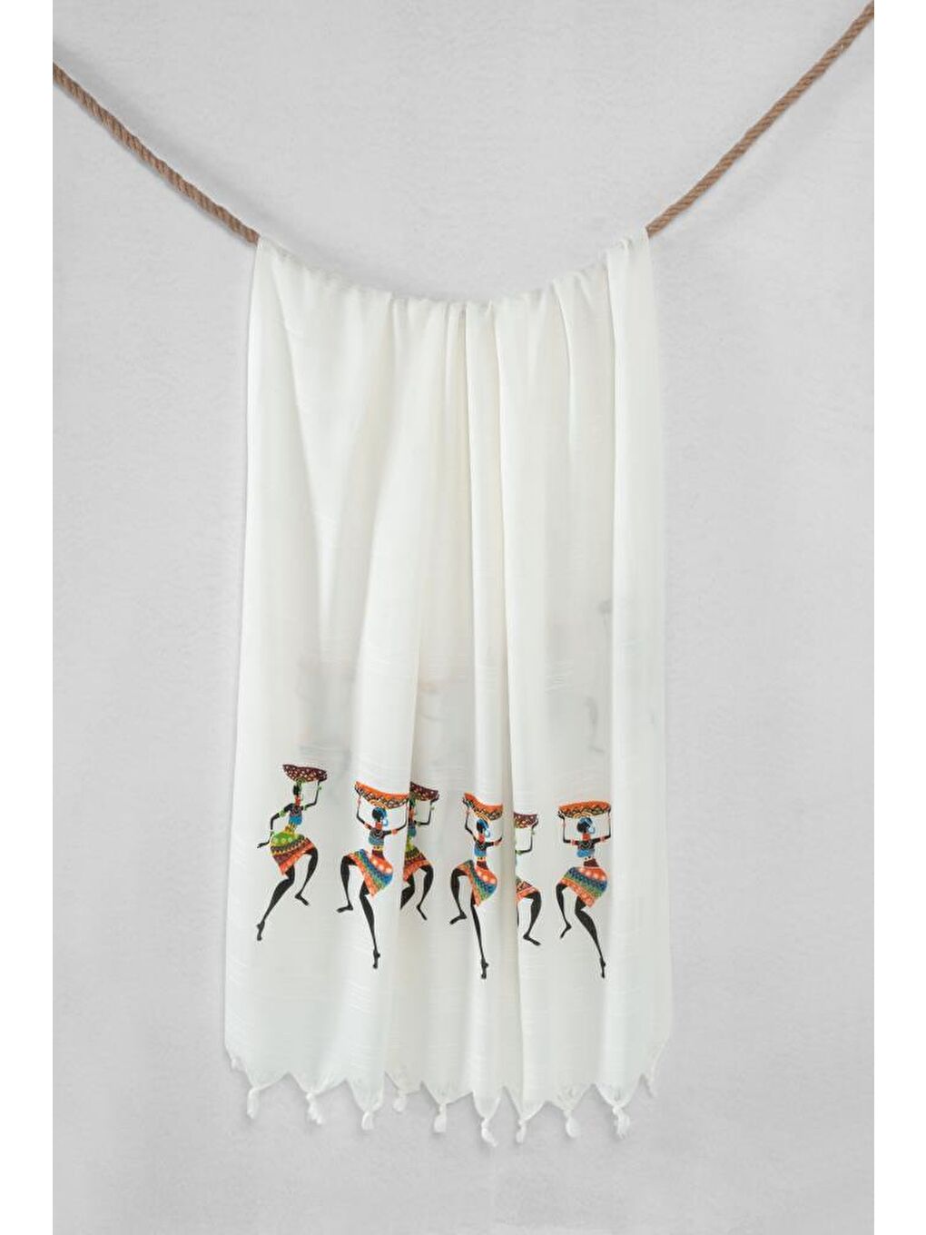 Kahverengi Bambu Baskılı Peştemal Banyo Havlusu