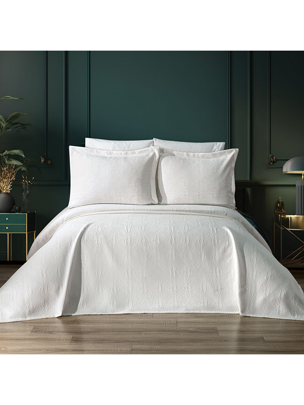 Home Jenny Yatak Örtüsü Seti 3 Parça-Beyaz