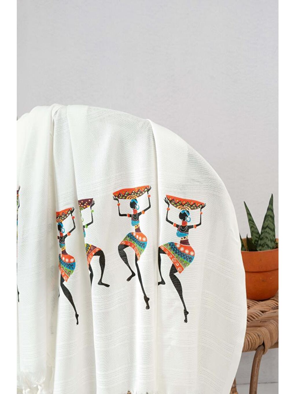 Kahverengi Bambu Baskılı Peştemal Banyo Havlusu-1